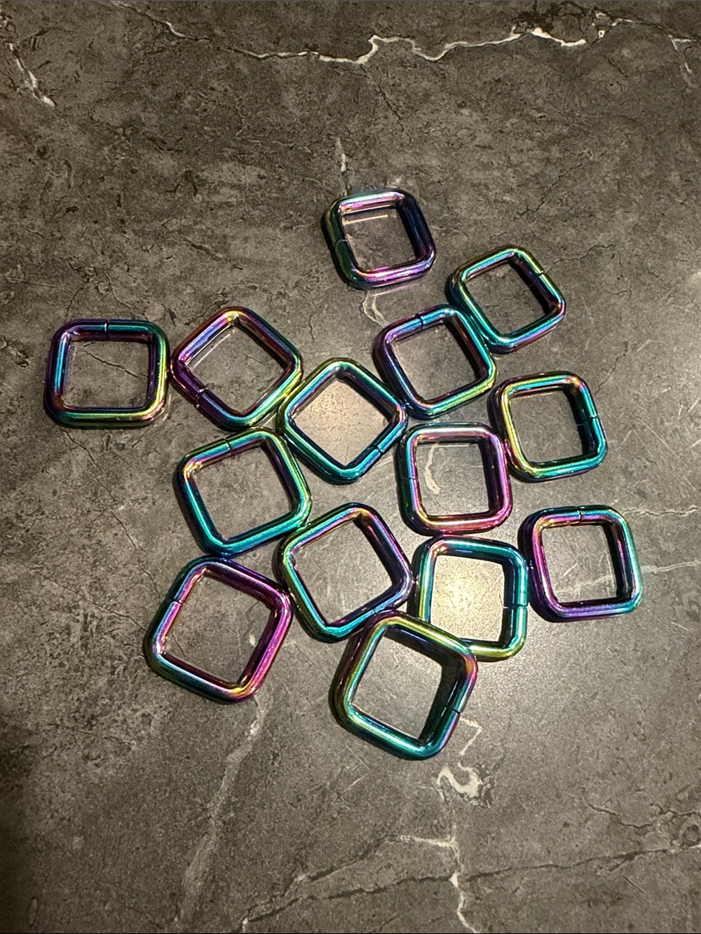 14 Square rings multicolored gold colored bag purse decorative hardware 20mm